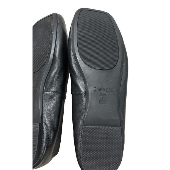 Empress Women's Size EU 42 US 10 Square Toe Ballet Flat Black Leather Slip On - Picture 7 of 9